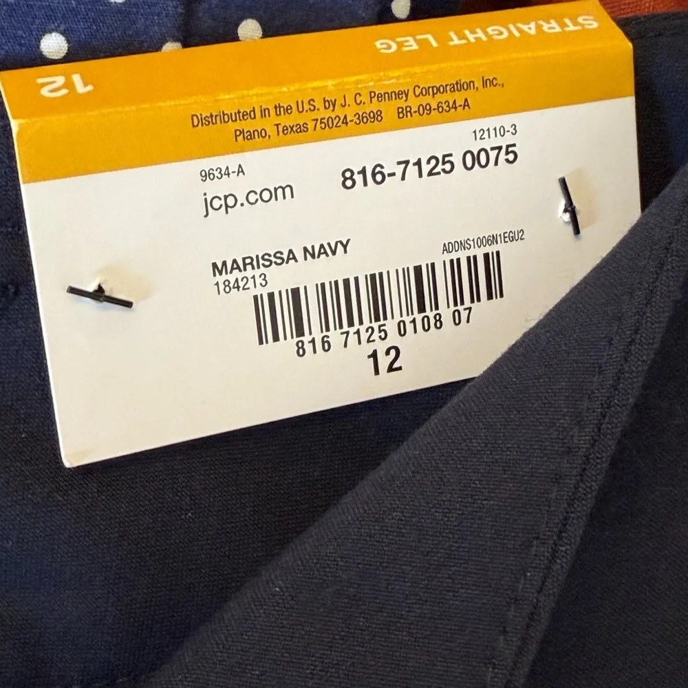 Worthington Modern Straight Leg Navy Blue Trouser Pants Size 12 NWT - Picture 5 of 8